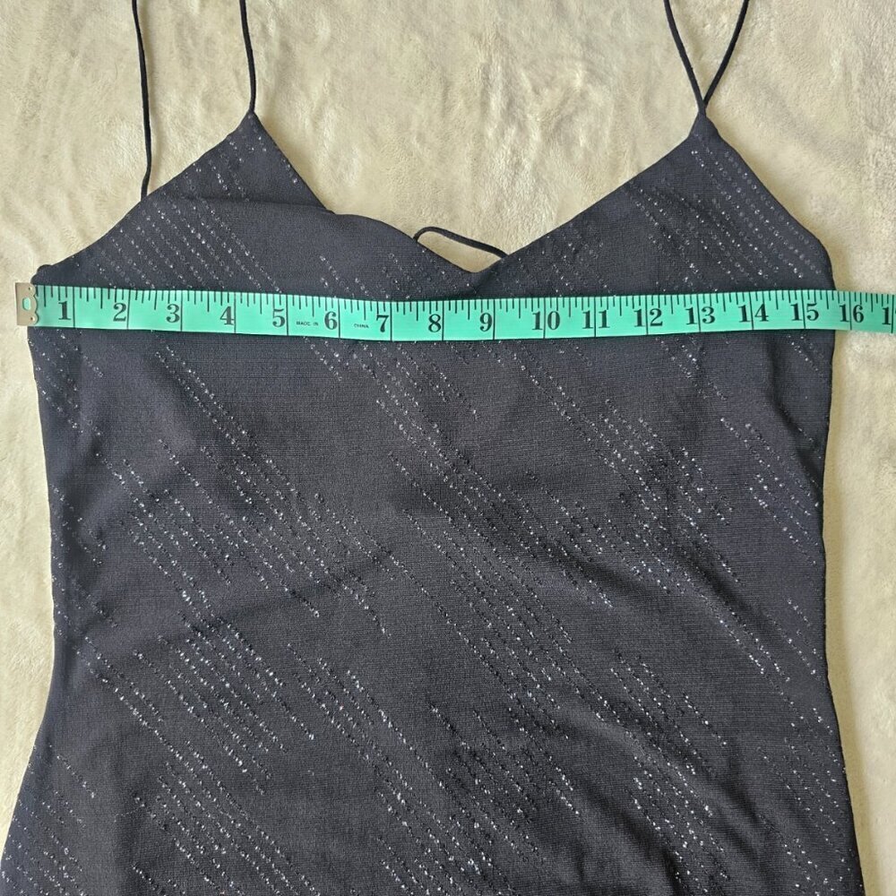 Women's Black Spaghetti Strap Asymmetrical Party Dress - Picture 12 of 16